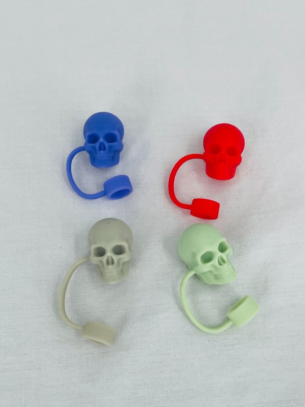 4 Skull Shaped Silicone Straw Covers for Reusable Straws